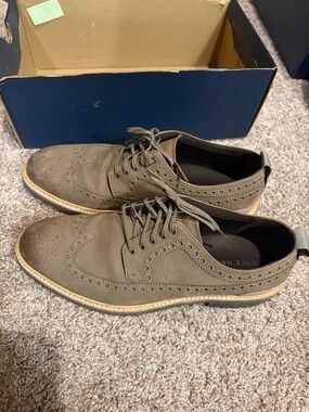 Cole Haan Men's Wingtip Derbys in Olive Green